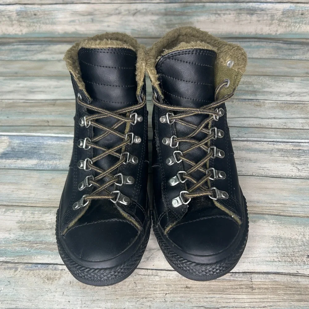 Converse Winter Boot Size 6 Junior Black Sherpa‎ Lined Chuck Taylor High Top